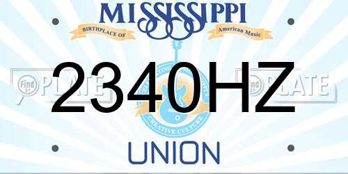 2340HZ Mississippi License Plate