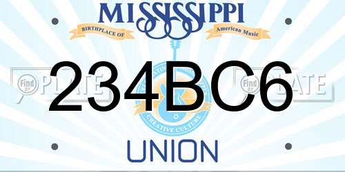 234BC6 Mississippi License Plate