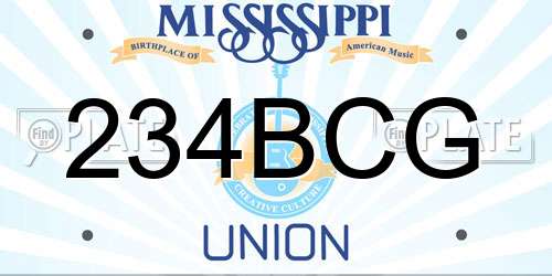 234BCG Mississippi License Plate