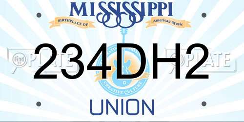 234DH2 Mississippi License Plate