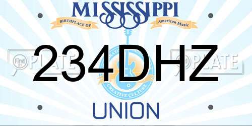 234DHZ Mississippi License Plate