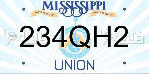 234QH2 Mississippi License Plate