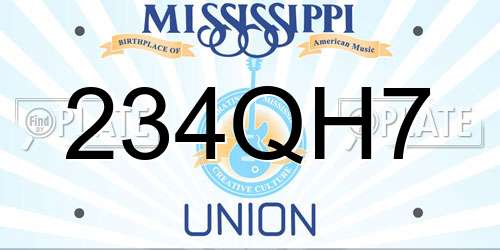 234QH7 Mississippi License Plate