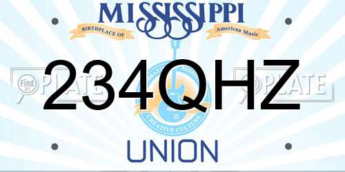 234QHZ Mississippi License Plate