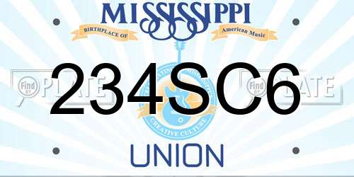 234SC6 Mississippi License Plate