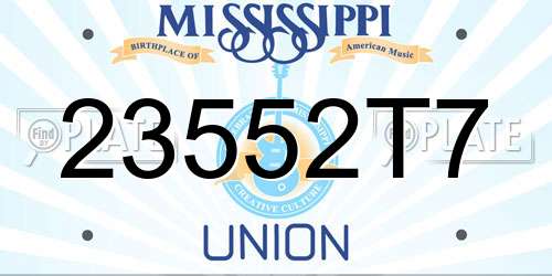 23552T7 Mississippi License Plate
