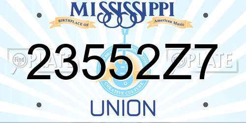 23552Z7 Mississippi License Plate