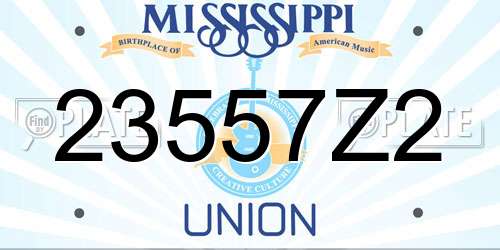 23557Z2 Mississippi License Plate