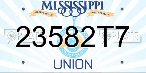 23582T7 Mississippi License Plate