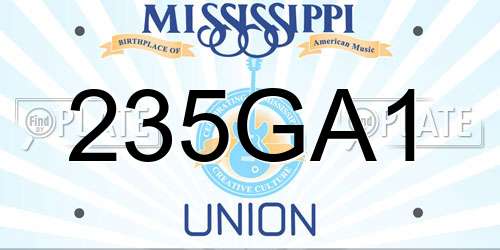 235GA1 Mississippi License Plate