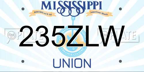 235ZLW Mississippi License Plate