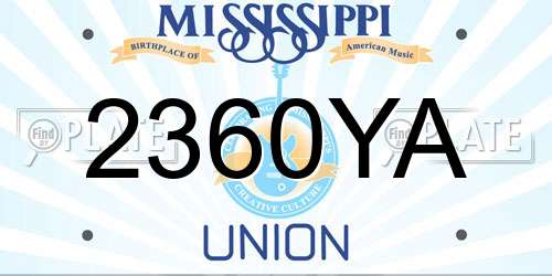 2360YA Mississippi License Plate