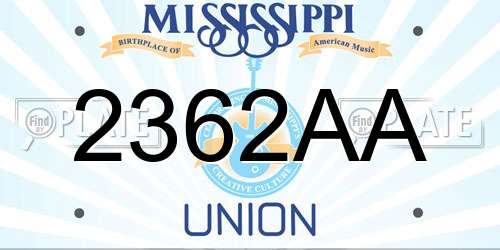 2362AA Mississippi License Plate