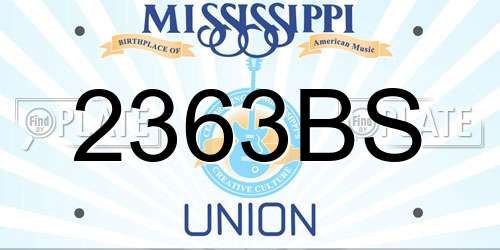 2363BS Mississippi License Plate