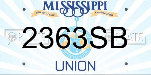 2363SB Mississippi License Plate