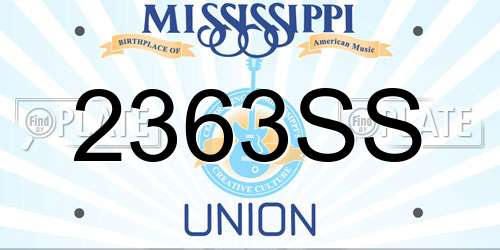 2363SS Mississippi License Plate