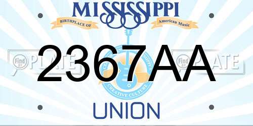 2367AA Mississippi License Plate
