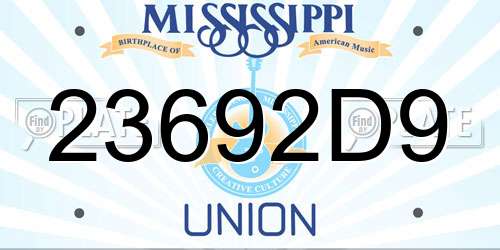 23692D9 Mississippi License Plate