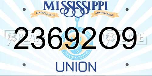 23692O9 Mississippi License Plate