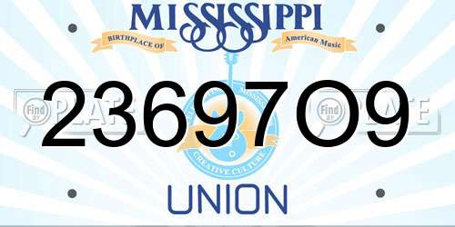 23697O9 Mississippi License Plate