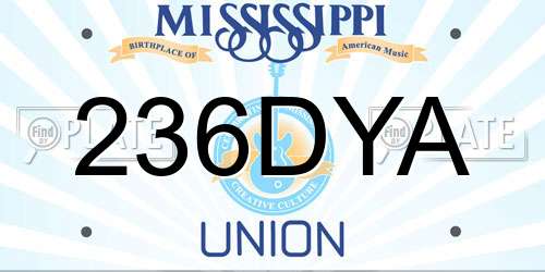 236DYA Mississippi License Plate