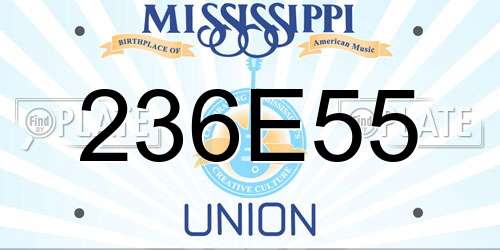 236E55 Mississippi License Plate