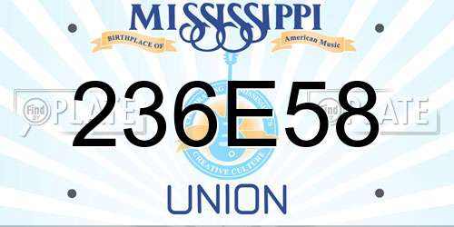 236E58 Mississippi License Plate