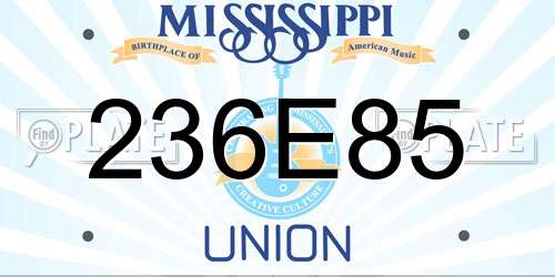 236E85 Mississippi License Plate