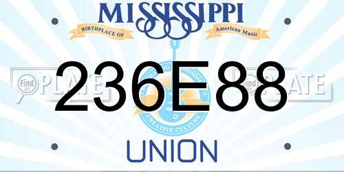 236E88 Mississippi License Plate