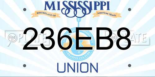 236EB8 Mississippi License Plate