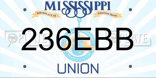 236EBB Mississippi License Plate
