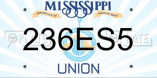236ES5 Mississippi License Plate