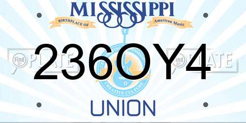 236OY4 Mississippi License Plate