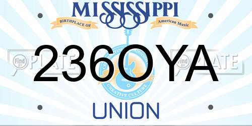 236OYA Mississippi License Plate