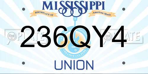 236QY4 Mississippi License Plate