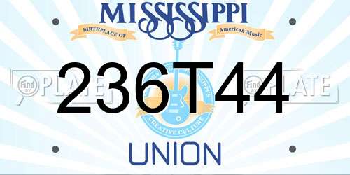 236T44 Mississippi License Plate