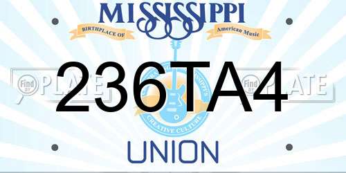 236TA4 Mississippi License Plate