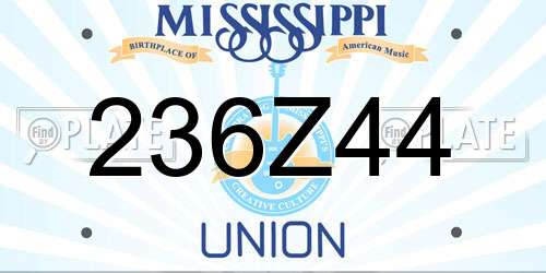 236Z44 Mississippi License Plate