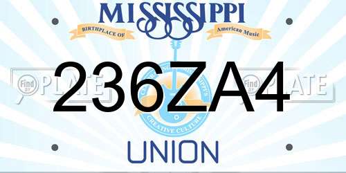 236ZA4 Mississippi License Plate
