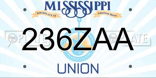 236ZAA Mississippi License Plate