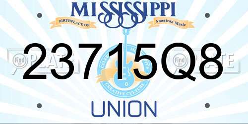 23715Q8 Mississippi License Plate
