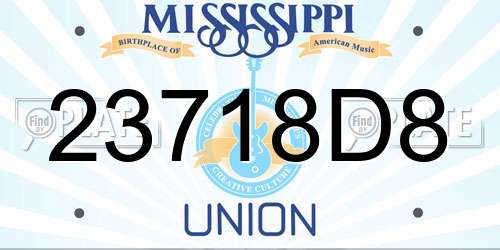 23718D8 Mississippi License Plate
