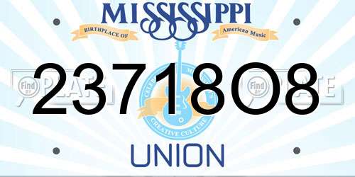 23718O8 Mississippi License Plate