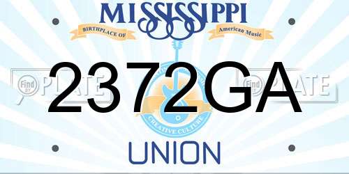 2372GA Mississippi License Plate