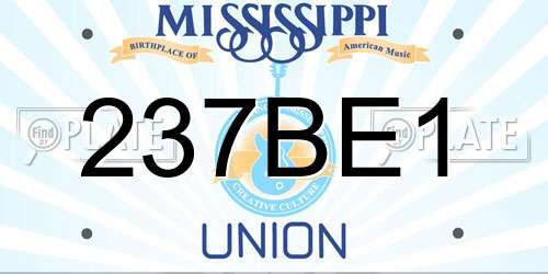 237BE1 Mississippi License Plate