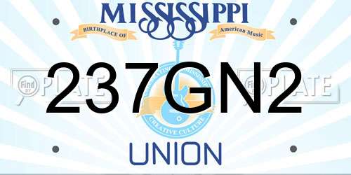 237GN2 Mississippi License Plate