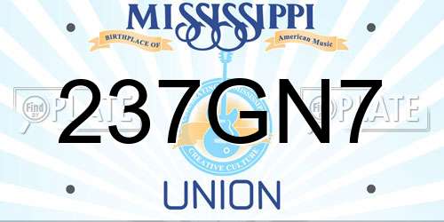 237GN7 Mississippi License Plate