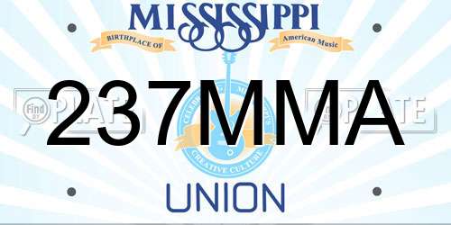 237MMA Mississippi License Plate