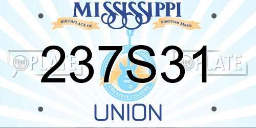 237S31 Mississippi License Plate