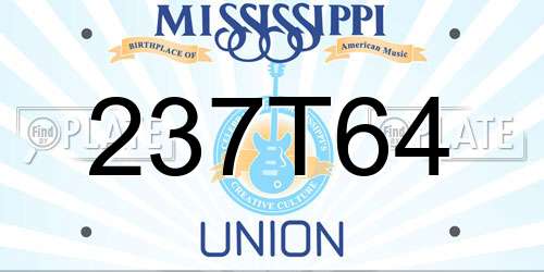 237T64 Mississippi License Plate